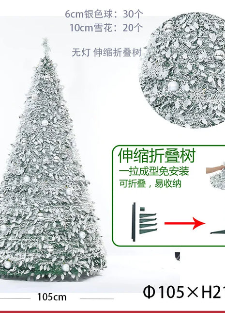1.5/1.8/2.1M Pieghevole Albero Di Natale Atmosfera Domestica Decorazioni Di Natale Con PVC Floccato Centro Commerciale Ornamento Regali di Capodanno
