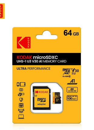 Scheda di memoria KODAK Micro SD 512GB 256GB FINO A 100 MB/s C10 U3 32GB 64GB 128GB Scheda TF 4K HD per adattatore lettore di schede USB Microsd