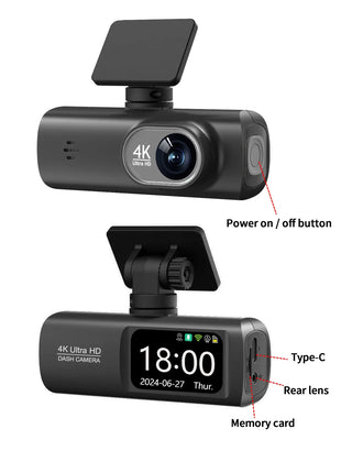 Dash Cam 4K UHD for Car Camera Front Rear Dual Lens With GPS WiFi 24h Parking Mode Night Vision Car DVR Video Registrator - Riparo82