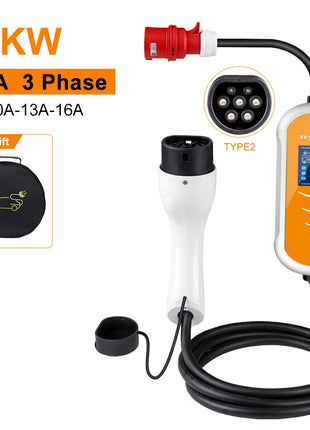 Electric Car Charger 3Phase 16A Portable Charger Type2 EVSE Charging Box Appointment time Cee Plug IEC62196 For Electric Vehicle - Riparo82