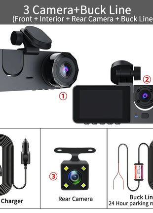 Dash Cam for Cars Camera HD 1080P Video Recorder Dashcam DVR Black Box Dual Lens DVR with Rear View Camera for Vehicle - Riparo82