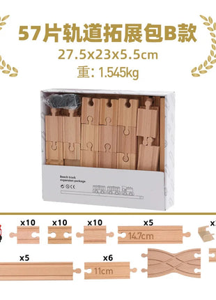 Set di binari ferroviari in legno Pacchetto di espansione Blocchi di costruzione fai-da-te Accessori Tracce adatte per binari in legno Giocattoli educativi per bambini