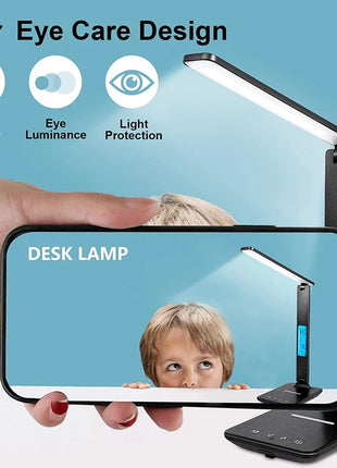 LED Desk Lamp, Office Table Lamp with Wireless Charger, Suitable for Home, Office Dimmable Desk Lamp, with USB Charging Port - Riparo82