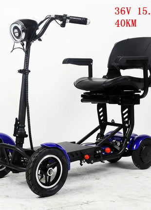 4 Wheel Folding Electric Scooter For Disabled Double Motor 250W 36V Foldable Travel Mobility Scooter Adult With Reverse - Riparo82