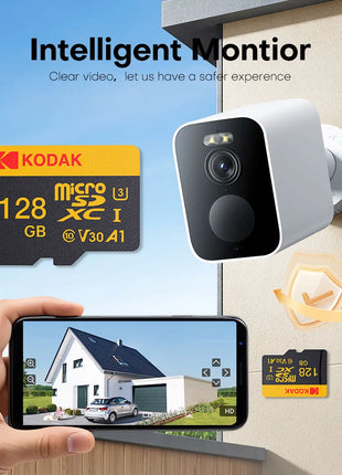 Scheda Micro Sd KODAK con lettore di schede Scheda di memoria Microsd ad alta velocità da 128 GB 256 GB Scheda TF video HD per droni DJI Pocket Cams
