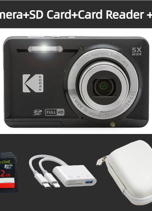 KODAK PIXPRO FZ55-RD Fotocamera digitale da 16 MP Zoom ottico 5X 28 mm Grandangolo 1080P Video Full HD Telecamera per vlogging LCD da 2,7"