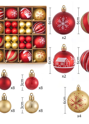 Nuovi 42 set di decorazioni natalizie Palline verniciate elettrolitiche, palline di plastica, decorazioni per finestre, pendenti per albero di Natale - riparo82