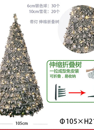 1.5/1.8/2.1M Pieghevole Albero Di Natale Atmosfera Domestica Decorazioni Di Natale Con PVC Floccato Centro Commerciale Ornamento Regali di Capodanno