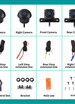 360° Degree Car Camera 1080P 3D Panoramic Surround Rear / Front / Left / Right View Reverse Camera Kits for Android Car Radio - Riparo82