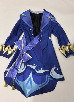 Furina Costume Cosplay Parrucca Capelli Impatto Fontaine Focalors con Cappello Abiti Neri Scarpe Cosplay Tacco Alto per Abiti da Donna