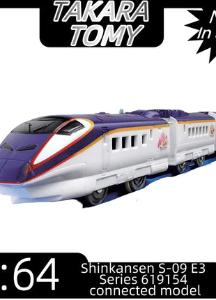 TAKARA TOMY 1:64, treno elettrico a 3 sezioni Shinkansen S-09 E3 Serie 619154 modello collegato, modello di auto di simulazione pressofusa in lega - riparo82
