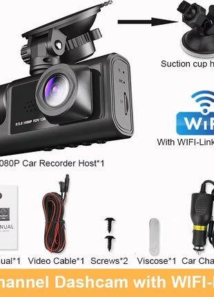 3 Lens Car DVR Camera HD 1080P Inside Vehicle Dash Cam Three Way Front and Rear DVRs Recorder Video Registrator Dash Camcorder - Riparo82