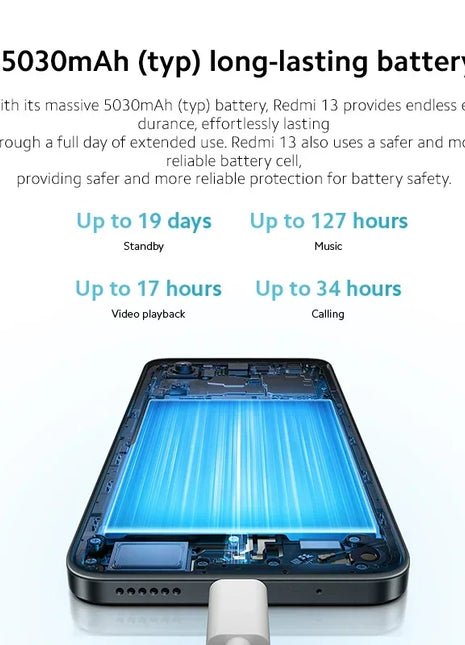 Global Version Xiaomi Redmi 13 Smartphone 108MP super clear camera MediaTek Helio G91 Ultra 33W fast charging 5030mAh battery - Riparo82