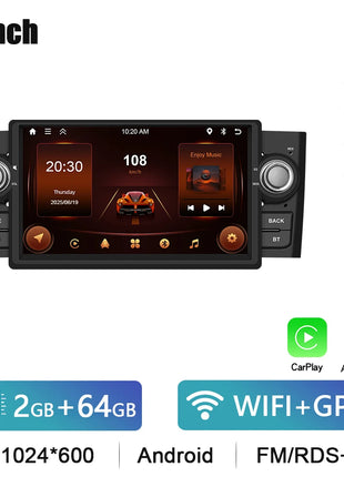 Podofo 7" Car Radio Wireless CarPlay Android Radio For FIAT Punto 2005-20009/Linea 2007-2011 Multimedia GPS FM WIFI BT Autoradio - Riparo82
