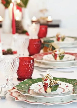 Tesoro tedesco Porcellana dura Giocattolo natalizio Joy Piatto piano multi-angolo Tazza di Natale Piattino Ciotola Candeliere Stili multipli - riparo82