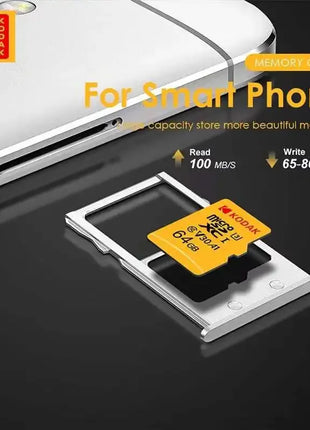 Scheda MicroSD originale KODAK 64GB 32GB Scheda di memoria Memori C10 TF Micro SD SDXC 128GB 256GB 512GB U3 V30 4K per fotocamera drone telefono