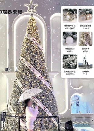 2025 Nuovo grande albero di Natale di fascia alta con cornice floccata albero pacchetto denso con luci disposizione della decorazione natalizia