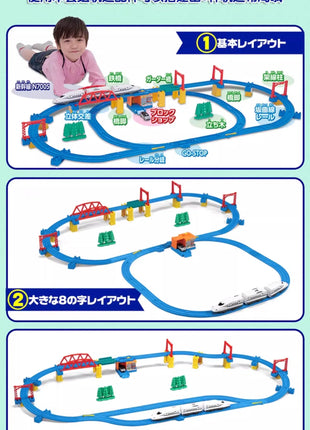 TAKARA TOMY TOMICA Pule Road Shinkansen Set tridimensionale di lusso Set di binari del treno elettrico N700S Giocattolo per bambini. - riparo82