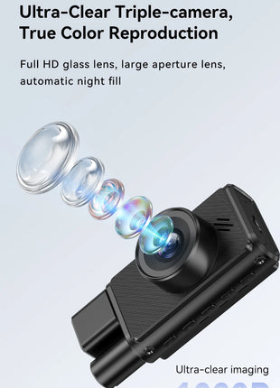 4K WiFi Dash Cam Front and Rear 2’’ Display Mini Car Camera 3 Channel Car DVR Camera with IR Night Vision Support 24H Parking - Riparo82