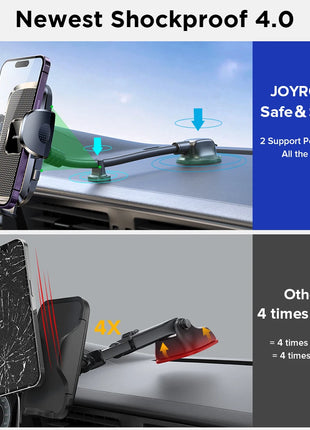Dashboard Phone Holder for Car【360° Widest View】9in Flexible Long Arm, Universal Handsfree Auto Windshield Air Vent Phone Mount - Riparo82