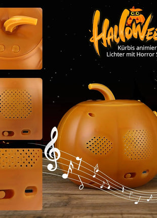 Halloween animated Pumpkin projection lamp, 16 animations and sound effects, English version, built-in projector speaker for Fam - Riparo82