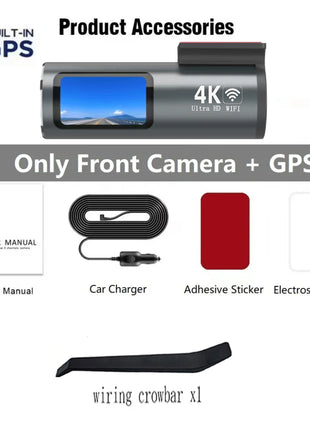 Dash Cam 4K WiFi GPS Dash Camera for Cars Mini Front Car DVR 24H Parking Mode G-Sensor Car Driving Video Recorder Loop Recording - Riparo82