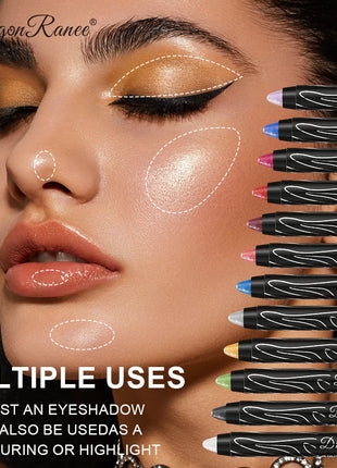 12 Colors Long-lasting Glitter Eyeshadow Pencil Pigment Blue Brown Black Eyeliner Pen Women Fashion Shimmer Eye Shadow Makeup - Riparo82