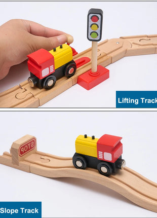 NUOVO Set di binari in legno Pacchetto di espansione per binari in legno di faggio Set di binari ferroviari adatti per tutte le marche Treni Giocattoli per regali per bambini