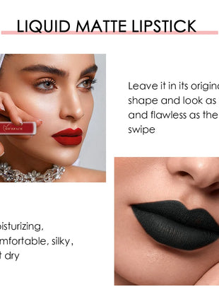NICEFACE Nude Liquid Lipstick Ultra Matte Velvet Long Lasting Women Beauty Red Nonstick Cup Waterproof Lip Gloss Lips Cosmetics - Riparo82
