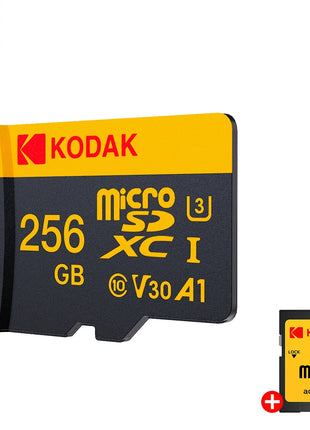 Scheda di memoria KODAK Micro SD 256G FINO a 100 MB/s C10 U3 32G 64G 128G Scheda TF 4K HD per adattatore lettore di schede USB Microsd per fotocamera