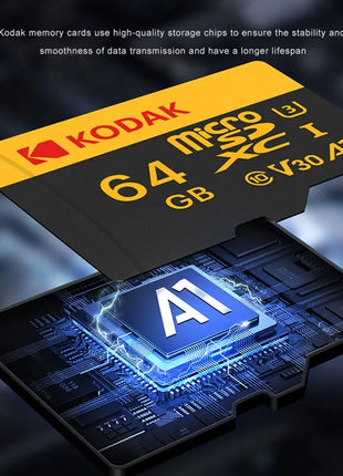 Scheda di memoria KODAK Micro SD 512GB 256GB FINO A 100 MB/s C10 U3 32GB 64GB 128GB Scheda TF 4K HD per adattatore lettore di schede USB Microsd