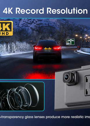 10/11.26" Wireless Carplay Screen for Car,4K Dash Cam HD Car DVR,Android Auto GPS Navigation Video Recorder,1080P Camera,FM,WIFI - Riparo82