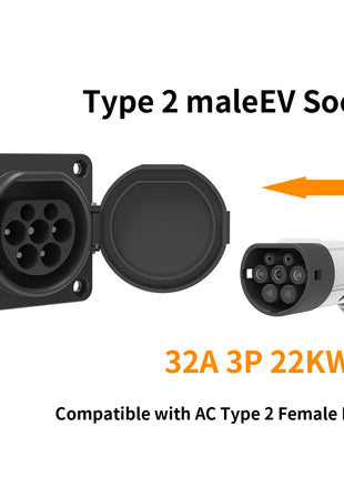 WUFEN EVSE Type 2 Male Socket 16A&32A 1P&3P for Electric Vehicle Car side Charger IEC 62196 Type 2 Socket EV Charger Socket 32A - Riparo82