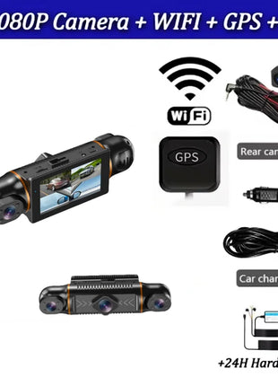 Car Dash Cam 4 Channel Black Box With GPS WIFI FHD 1080P Front Driving Camera Left Right Rear Night Vision 24H Parking Monitor - Riparo82