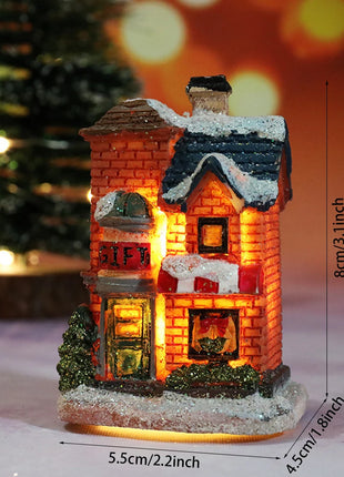 Incandescente inverno decorazione festa di natale mestiere resina di natale luminoso piccola casa ornamento romantico edificio in miniatura del villaggio