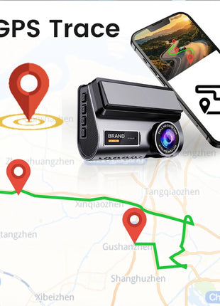 Dash Cam 4K Front and 2.5K Rear Dual Camera GPS WiFi with IMX415 Night Vision 3" Screen APP Control 24H Parking Monitor Tracking - Riparo82