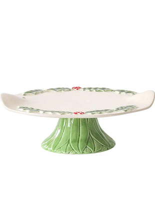 Piatto da pranzo in ceramica in rilievo Piatti da dessert per torte in stile natalizio per la casa Stoviglie da cucina di alta qualità Vassoio da frutta per festival - riparo82