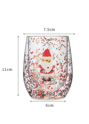 Set di tazze di vetro isolate a doppia parete da 4 pezzi di Babbo Natale - 300 ml resistenti al calore con manico tazze da caffè regalo di Natale perfetto - riparo82