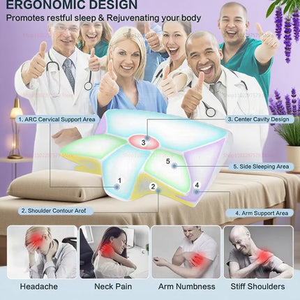 Cervical Support Pillow Memory Foam Neck Pillow for Pain Relief Non Collapse Ergonomic Pillow for Sleeping Travel Home Use