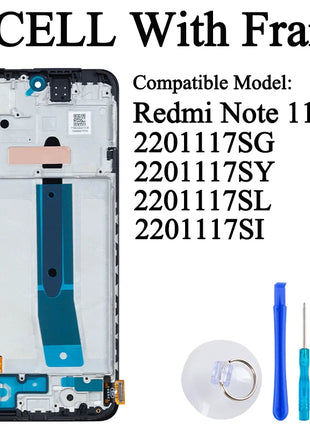 2201117 TG 2201117 SG Premium Lcd per Xiaomi Redmi Note 11 Display Touch Screen Digitizer Pannello di montaggio per Redmi Note 11S LCD - riparo82