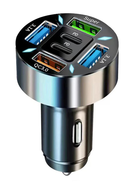 250W 5 Ports Car Charger Fast Charging PD QC3.0 USB C Car Phone Charger Adapter With Voltage For iPhone Samsung Huawei Xiaomi - Riparo82