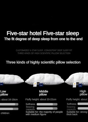 95% Goose Down Pillow White Cotton PillowCover Rectangle Bedroom Sleep 5-Star Hotel Pillow Low-Mid-high Pillows for Sleeping - Riparo82