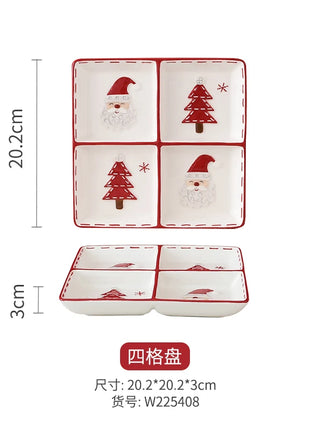 Set di piatti di Babbo Natale dipinti a mano nordici Set di stoviglie per tazze d'acqua con teiera sigillata in ceramica a rilievo rosso - riparo82