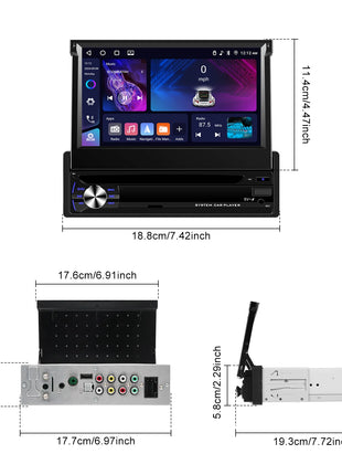 Hikity Carplay 4+64G Android 1Din Car Multimedia Player Retractable Screen GPS Navigation WIFI Bluetooth 1din autoradio No DVD - Riparo82