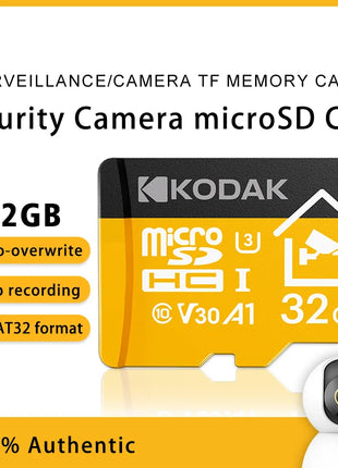 Nuova scheda Micro SD Kodak 32 GB 64 GB 128 GB 256 GB Scheda di memoria per telecamera di sicurezza, DVR, smartphone Scheda TF Scheda Microsd