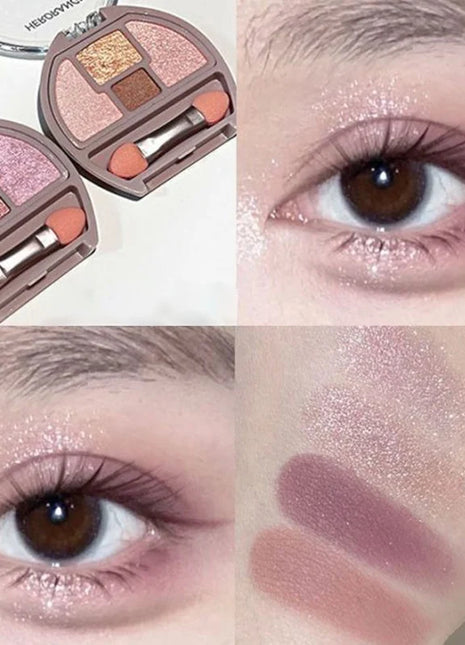 Four-color Eye Shadow Powder Palette Shimmering Glitter Natural Eyelid Silkworm Contour Shadow Natural Tone Pink Eyeliner Makeup - Riparo82