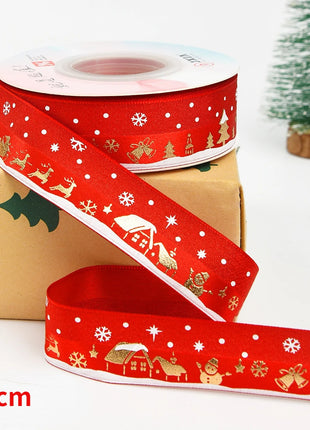 Nastro natalizio stampato da 5 metri Nastro natalizio in poliestere per design fatto a mano Decorazione natalizia Confezione regalo bouquet torta fai da te - riparo82