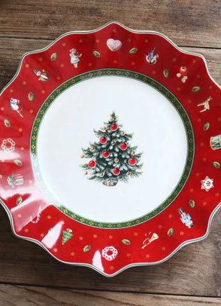 Tesoro tedesco Porcellana dura Giocattolo natalizio Joy Piatto piano multi-angolo Tazza di Natale Piattino Ciotola Candeliere - riparo82