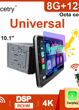 10 inch 2 DIN Android 14 Universal Multimedia Video Player, Car Radio, Wireless carplay android auto WiFi, GPS, Bluetooth, Audio - Riparo82