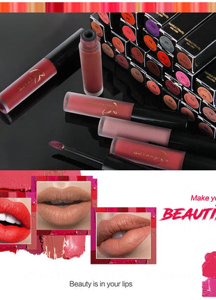 NICEFACE Nude Liquid Lipstick Ultra Matte Velvet Long Lasting Women Beauty Red Nonstick Cup Waterproof Lip Gloss Lips Cosmetics - Riparo82